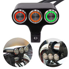1 Pc Motorcycle 3in1 Handlebar Metal Switch Adjustable Mount Button Waterproof ON-OFF Buttons For Headlight With Different Color Led Function