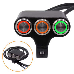1 Pc Motorcycle 3in1 Handlebar Metal Switch Adjustable Mount Button Waterproof ON-OFF Buttons For Headlight With Different Color Led Function