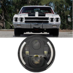 1 Pc Universal 5.75 Round Alien Eye Harlay Style Headlights With DRL & Indicator For Bikes And Cars