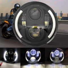 1 Pc Universal 5.75 Round Alien Eye Harlay Style Headlights With DRL & Indicator For Bikes And Cars