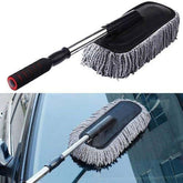 1 Pc Universal Car Exterior Duster with Stainless Steel Retractable Handle for Effortless Car Dusting Anti Scratch Microfiber Feather