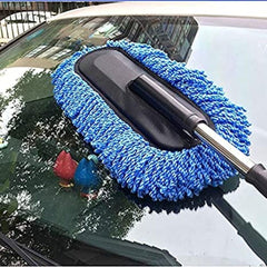 1 Pc Universal Car Exterior Duster with Stainless Steel Retractable Handle for Effortless Car Dusting Anti Scratch Microfiber Feather