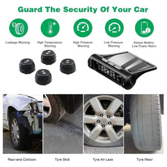 1 Pc Universal TPMS Tire Pressure Monitoring System With Parking Solar Charging LCD Display Screen 4 Tyre Pressure Sensors