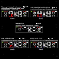1 Pc Universal TPMS Tire Pressure Monitoring System With Parking Solar Charging LCD Display Screen 4 Tyre Pressure Sensors