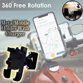 1 Pc HJG Metal Body 360 Degree Bike Mobile Holder With Charger Adjustable