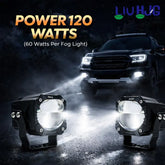 2 Pcs Set HJG King Kong 120W Dual Lens Projector Foglight with Ultra Wide Dual Intensity LED White/Yellow