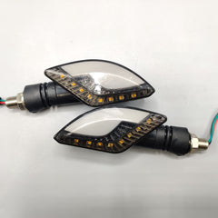 2 Pcs Set Motorbike Lava Eye Style LED Turn Signal Indicators (Blue/Yellow)