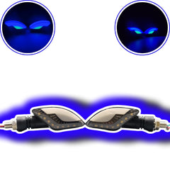 2 Pcs Set Motorbike Lava Eye Style LED Turn Signal Indicators (Blue/Yellow)