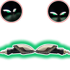 2 Pcs Set Motorbike Lava Eye Style LED Turn Signal Indicators (White/Yellow)
