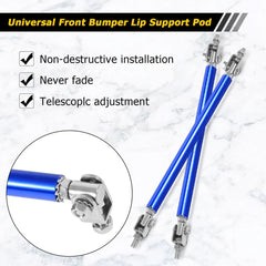 2 Pcs Set Universal Adjustable Blue Bumper Splitter Lip Spoiler Support Canard Rod For Cars (Medium)