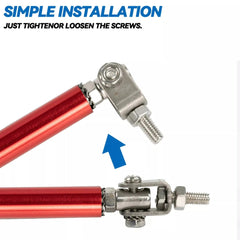 2 Pcs Set Universal Adjustable Red Bumper Splitter Lip Spoiler Support Canard Rod For Cars (Large)