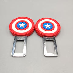2 Pcs Set Universal Car Custom Seat Belt Warning Canceler Clips Captain America Shield Style