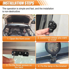 2 Pcs Set Universal Car Light Bar Bonnet Bracket Stainless Steel Mounting Bracket Holder Stand Adjustable