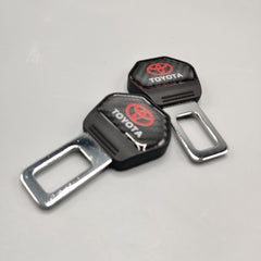 2 Pcs Set Universal Car Toyota Custom Seat Belt Warning Canceler Clips in Carbon Fiber