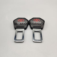 2 Pcs Set Universal Car Toyota Custom Seat Belt Warning Canceler Clips in Carbon Fiber