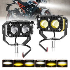 2 Pcs Set Universal HJG 2 SMD Economy Series Fog Light Dual Color With Devil Eye Function in Metal Body