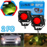 2 Pc Set HJG 60W Mini Projector Driving Fog Lights Three Color With Devil Eye Function For All Bikes, Cars - Jeep