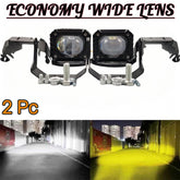 2 Pcs Set Economy Series Wide Lens Spotlight Headlight 9D Lens Yellow - White Beam Fog Lights
