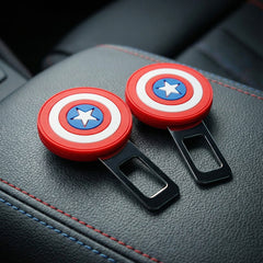2 Pcs Set Universal Car Custom Seat Belt Warning Canceler Clips Captain America Shield Style