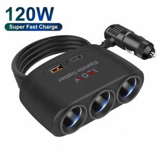 3 in1 Lighter Extension with Super Fast charger 120w