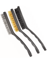 Universal 3 Pcs Large Wire Brush Set, Stainless Steel, Brass and Nylon Bristle for Cleaning Welding Slag Rust and Dust 3 Pcs Set