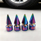 4 Pcs Set Universal Aluminum Spike Nut Style Multi Color Tire Valve Stem Caps