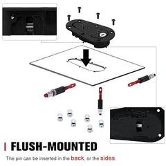 Universal Flush Hood Pins Engine Bonnet Latch Lock Kit Hood Lock Kit Car Cover Lock (Black)