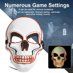 Universal Devil Head Neon Halloween Mask, Led Purge Mask 3 Lighting Modes For Costplay 1 Pc(Orange)