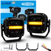 2 Pcs Set HJG HP-93 Model Auxiliary LED 100W Work Light 4 LED Driving Lights For SUVs,Trucks,Cars
