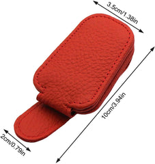 Universal Car Magnetic Sunglass Holder Magnetic Soft PU Leather Sunglass Holder Accessories For Car 1 Pc (Red)