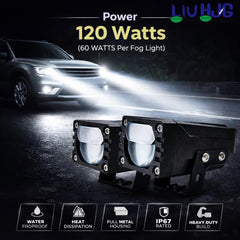 2 Pcs Set Universal HJG H-S99 Single Len Waymaker Pro 120W Blaze 2 Lens Foglight Yellow/White