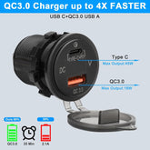 Universal USB Type C 3.0 PD Charge Fast Charger Type C+USB Car Charger Socket 12V-24V for Car