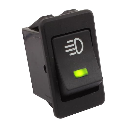 Car Replacement LED Front Rear Fog Light Switch DC 12V 35A 4 Pin ON/OFF Switch Green LED Light