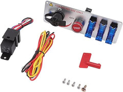 Universal LED Toggle Switch Panel 5in1 Multifunctional Ignition Switch Panel LED Indicator Light for Car And Jeep(Blue)