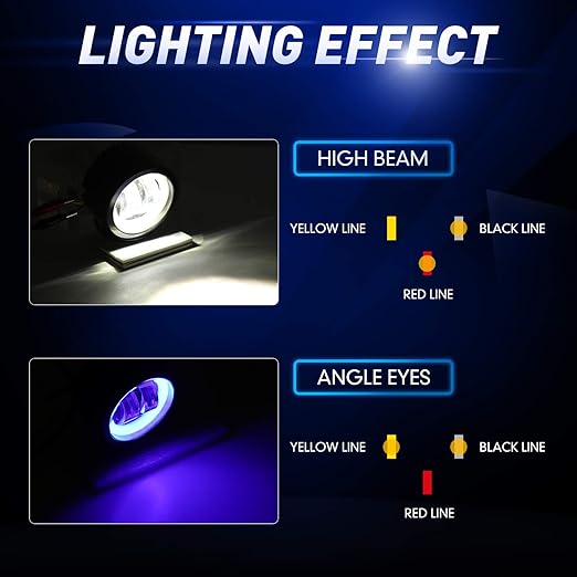 Universal 3 inch Round Shape Blue Angel Eye DRL White Light With Flasher 1 Pc