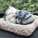 1 Pc Universal Dashboard Car Sleeping Cat On Carpet Sillicone (Grey)