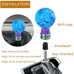 Universal Acrylic Round Ball Style Gear Shift Knob Manual Transmission Shifter Lever Stick(Blue)