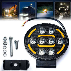 1 Pc 8-Led Round M08 Flood Light Auxiliary White Yellow DRL Fog Lamp Off-Road Vehicle Car, Van, Truck LED