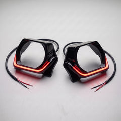 Universal Hexagon Shape Shrouds Bezel Covers With Red LED Daytime Running Lights