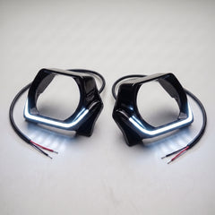 Universal Hexagon Shape Shrouds Bezel Covers With White LED Daytime Running Lights