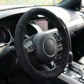 Universal Hand sewing Top Alcantara Steering Wheel Cover 1 Pc (Black)