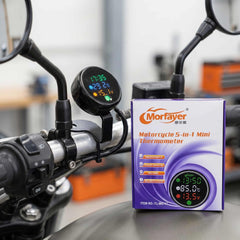 Bike Digital Clock 5 In 1 Time/Stop Watch With Voltmeter-Temperature Gauge Dual USB Charger Waterproof