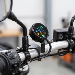 Bike Digital Clock 5 In 1 Time/Stop Watch With Voltmeter-Temperature Gauge Dual USB Charger Waterproof