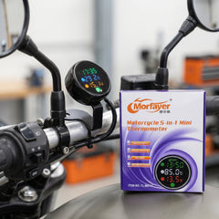 Bike Digital Clock 5 In 1 Time/Stop Watch With Voltmeter-Temperature Gauge Dual USB Charger Waterproof