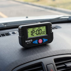 Universal Stick-On Mini Digital Vehicle Clock with Built-In Calendar Alarm Function