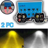 2 Pcs Set HJG 4 SMD Devil Eye Lens Dual Color Yellow/White Metal Body Light