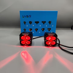 2 Pcs Set HJG 4 SMD Devil Eye Lens Dual Color Yellow/White Metal Body Light