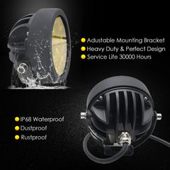 2 Pcs Set HJG 6 SMD Floodlight 120 Watt Cree SMD With Yellow Fog Covers And Wiring Bar Light