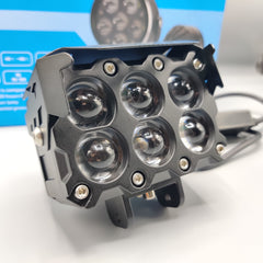 2 Pcs HJG 6 SMD Pod Light Headlight 9D Lens Yellow - White Beam Fog Light