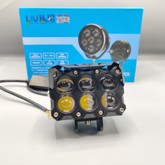 1 Pc HJG 6 SMD Pod Light Headlight 9D Lens Yellow - White Beam Fog Light